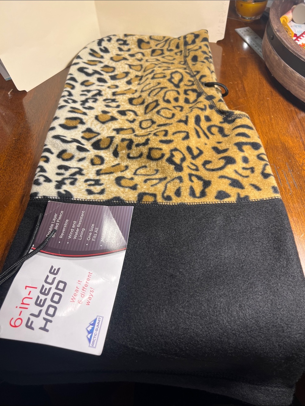 Arctic Summit 6-in-1 Reversible Leopard Fleece Hood
